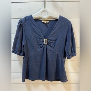 MICHAEL Michael Kors – Navy Linen Blend Top L
